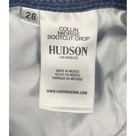 Hudson Collin Midrise Bootcut Cropped Jeans Dark Wash 26 Flap Pockets - Picture 9 of 9